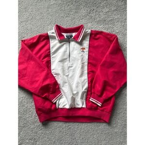 VTG Cutter & Buck Womens Pullover Windbreaker Jacket Red Long Sleeve 1/4 Zip Oak